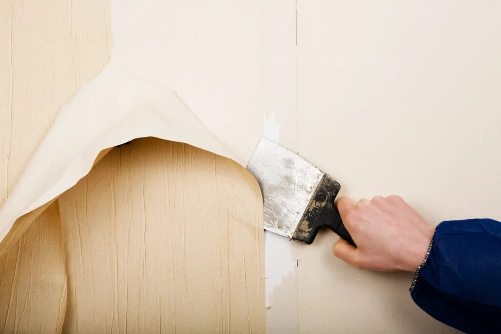 Wallpaper Removal Made Easy | Desirable Floors | Cleveland Home Improvement Cleveland Flooring & Painting 1 Removing Wallpaper Removing Wallpaper Removal of old wallpapers with spatula